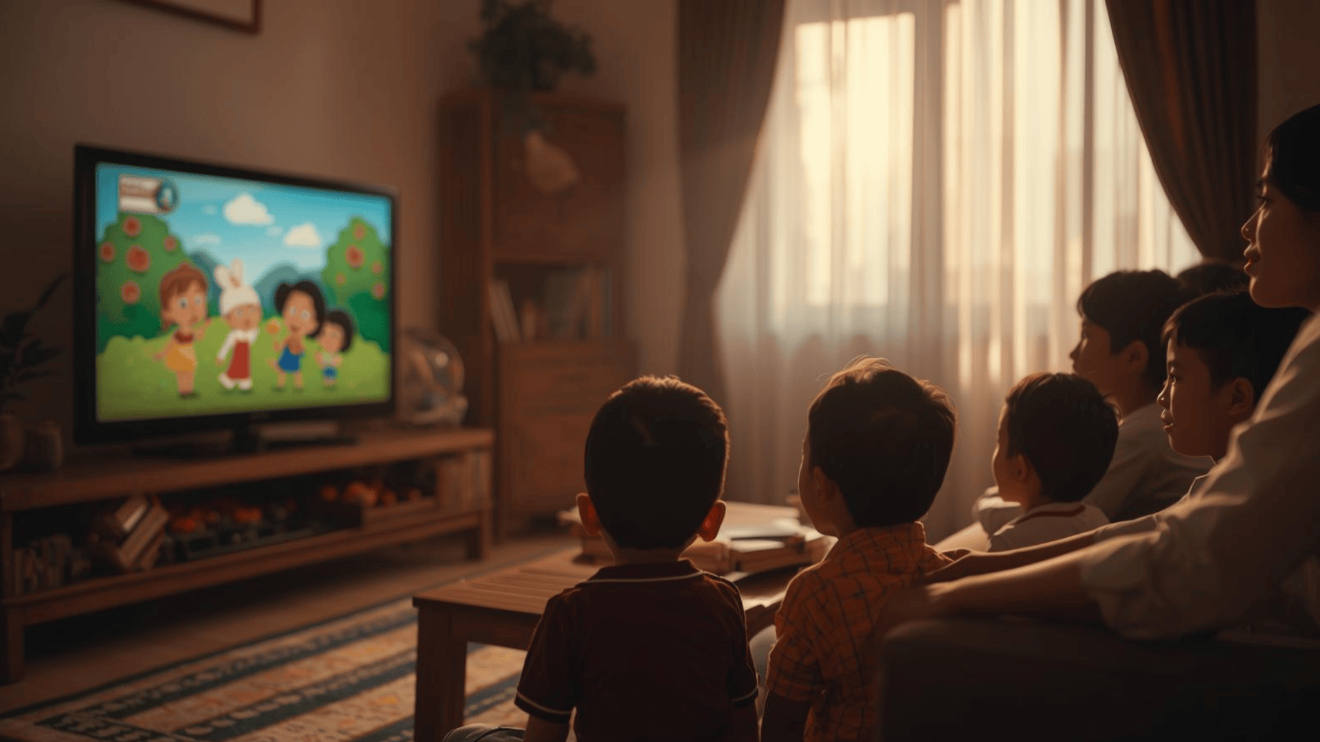 Anak menonton kartun edukatif